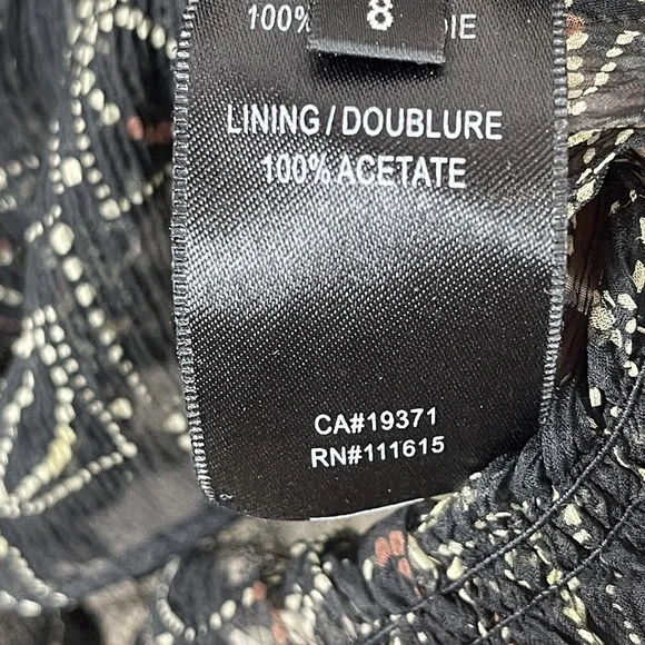 ROBERT RODRIGUEZ womens size 8 silk ruffled black semi sheer blouse - Picture 3 of 4